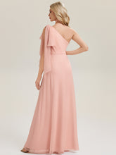 Load image into Gallery viewer, Color=Pink | Bulk Order Sleeveless Asymmetrical A-Line High Stretch Floor Length Bridesmaid Dresses-Pink 3