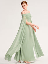 Load image into Gallery viewer, Color=Mint Green | Ever Pretty Wholesale Spaghetti Straps Asymmetrical Split &amp; Padded Bust Chiffon Bridesmaid Dress-Mint Green 5