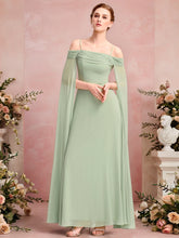 Load image into Gallery viewer, Color=Mint Green | Ever Pretty Wholesale Spaghetti Straps Asymmetrical Split &amp; Padded Bust Chiffon Bridesmaid Dress-Mint Green 3