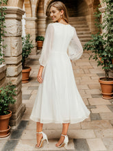 Load image into Gallery viewer, Shiny Chiffon Wholesale Wedding Guest Dresses with Long Sleeve#Color_Cream