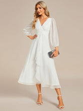 Load image into Gallery viewer, Shiny Chiffon Wholesale Wedding Guest Dresses with Long Sleeve#Color_Cream