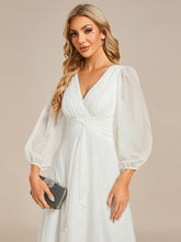 Load image into Gallery viewer, Shiny Chiffon Wholesale Wedding Guest Dresses with Long Sleeve#Color_Cream