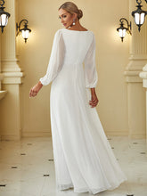 Load image into Gallery viewer, Color=Cream | Floor Length Long Lantern Sleeves Wholesale Formal Dresses-Cream 2