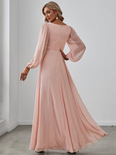 Load image into Gallery viewer, Color=Pink | Floor Length Long Lantern Sleeves Wholesale Formal Dresses-Pink 2