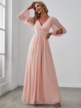 Load image into Gallery viewer, Color=Pink | Floor Length Long Lantern Sleeves Wholesale Formal Dresses-Pink 4