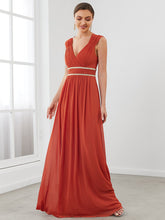 Load image into Gallery viewer, Color=Burnt orange | Sleeveless Floor Length V Neck Wholesale Bridesmaid dresses-Burnt orange 4