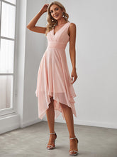 Load image into Gallery viewer, Color=Pink | Wholesale Knee Length Chiffon Bridesmaid Dress With Irregular Hem-Pink 1