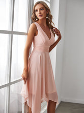 Load image into Gallery viewer, Color=Pink | Wholesale Knee Length Chiffon Bridesmaid Dress With Irregular Hem-Pink 3