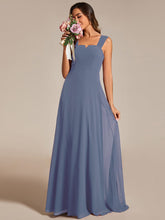 Load image into Gallery viewer, Chiffon Square Neck Wholesale Bridesmaid Dress With Sleeveless #color_Dusty Navy