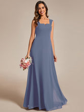 Load image into Gallery viewer, Chiffon Square Neck Wholesale Bridesmaid Dress With Sleeveless #color_Dusty Navy