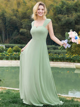 Load image into Gallery viewer, Chiffon Square Neck Wholesale Bridesmaid Dress With Sleeveless_Mint Green