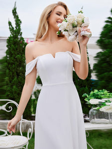 Chiffon Square Neck Wholesale Bridesmaid Dress With Sleeveless #color_White