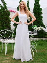 Load image into Gallery viewer, Chiffon Square Neck Wholesale Bridesmaid Dress With Sleeveless #color_White