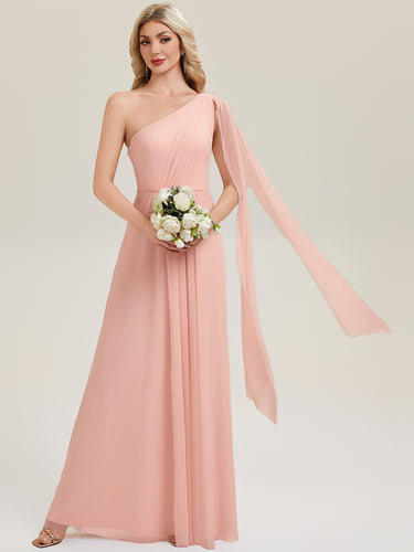 Bulk Order Sleeveless Asymmetrical A-Line High Stretch Floor Length Bridesmaid Dresses