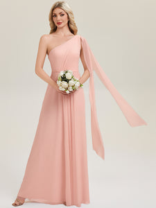 Bulk Order Sleeveless Asymmetrical A-Line High Stretch Floor Length Bridesmaid Dresses