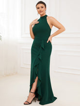 Load image into Gallery viewer, Color=Dark Green | Sleeveless Pencil Wholesale Evening Dresses with Halter Neck-Dark Green 4