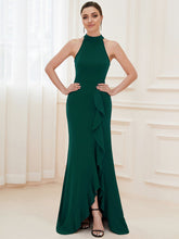 Load image into Gallery viewer, Color=Dark Green | Sleeveless Pencil Wholesale Evening Dresses with Halter Neck-Dark Green 4