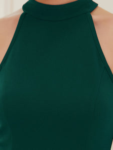 Color=Dark Green | Sleeveless Pencil Wholesale Evening Dresses with Halter Neck-Dark Green 5