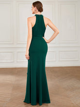 Load image into Gallery viewer, Color=Dark Green | Sleeveless Pencil Wholesale Evening Dresses with Halter Neck-Dark Green 3