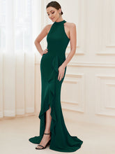 Load image into Gallery viewer, Color=Dark Green | Sleeveless Pencil Wholesale Evening Dresses with Halter Neck-Dark Green 1