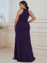 Load image into Gallery viewer, Color=Dark Purple | Sleeveless Pencil Wholesale Evening Dresses with Halter Neck-Dark Purple 2