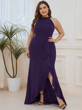 Load image into Gallery viewer, Color=Dark Purple | Sleeveless Pencil Wholesale Evening Dresses with Halter Neck-Dark Purple 1