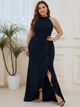 Load image into Gallery viewer, Color=Navy Blue | Sleeveless Pencil Wholesale Evening Dresses with Halter Neck-Navy Blue 1