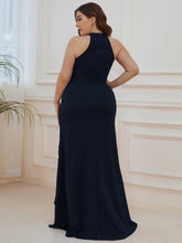 Load image into Gallery viewer, Color=Navy Blue | Sleeveless Pencil Wholesale Evening Dresses with Halter Neck-Navy Blue 2