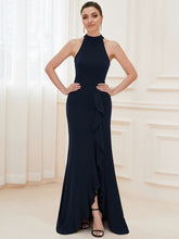 Load image into Gallery viewer, Color=Navy Blue | Sleeveless Pencil Wholesale Evening Dresses with Halter Neck-Navy Blue 4