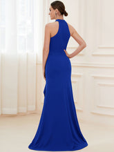Load image into Gallery viewer, Color=Sapphire Blue | Sleeveless Pencil Wholesale Evening Dresses with Halter Neck-Sapphire Blue 2