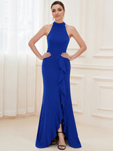 Load image into Gallery viewer, Color=Sapphire Blue | Sleeveless Pencil Wholesale Evening Dresses with Halter Neck-Sapphire Blue 4