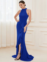 Load image into Gallery viewer, Color=Sapphire Blue | Sleeveless Pencil Wholesale Evening Dresses with Halter Neck-Sapphire Blue 1