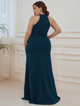 Load image into Gallery viewer, Color=Teal | Sleeveless Pencil Wholesale Evening Dresses with Halter Neck-Teal 2
