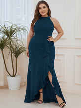 Load image into Gallery viewer, Color=Teal | Sleeveless Pencil Wholesale Evening Dresses with Halter Neck-Teal 1
