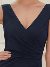 Load image into Gallery viewer, Color=Navy Blue | Sleeveless Pencil Split Wholesale Evening Dresses with Deep V Neck-Navy Blue 6