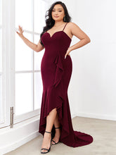 Load image into Gallery viewer, Color=Burgundy | Sleeveless Fishtail Wholesale Evening Dresses with Sweetheart Neckline-Burgundy 3