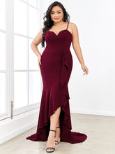 Load image into Gallery viewer, Color=Burgundy | Sleeveless Fishtail Wholesale Evening Dresses with Sweetheart Neckline-Burgundy 1