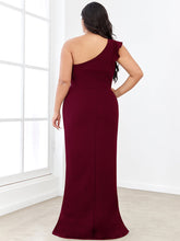 Load image into Gallery viewer, Color=Burgundy | Sleeveless Asymmetric Shoulders Pencil Wholesale Evening Dresses-Burgundy 2