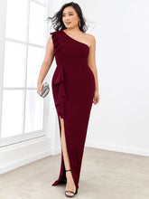 Load image into Gallery viewer, Color=Burgundy | Sleeveless Asymmetric Shoulders Pencil Wholesale Evening Dresses-Burgundy 4