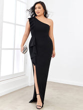 Load image into Gallery viewer, Color=Black | Sleeveless Asymmetric Shoulders Pencil Wholesale Evening Dresses-Black 1