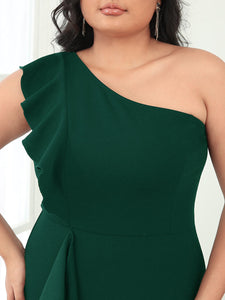 Color=Dark Green | Sleeveless Asymmetric Shoulders Pencil Wholesale Evening Dresses-Dark Green 5