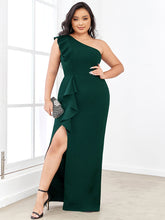 Load image into Gallery viewer, Color=Dark Green | Sleeveless Asymmetric Shoulders Pencil Wholesale Evening Dresses-Dark Green 1