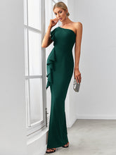 Load image into Gallery viewer, Color=Dark Green | Sleeveless Asymmetric Shoulders Pencil Wholesale Evening Dresses-Dark Green 4