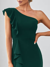 Load image into Gallery viewer, Color=Dark Green | Sleeveless Asymmetric Shoulders Pencil Wholesale Evening Dresses-Dark Green 5