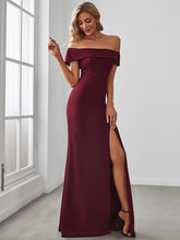 Load image into Gallery viewer, Color=Burgundy | Bewitching Off Shoulders Floor Length Pencil Wholesale Evening Dresses-Burgundy 4