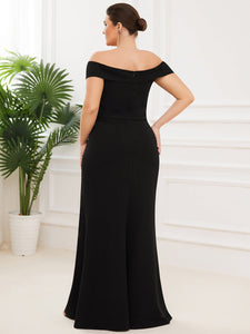 Color=Black | Off Shoulders A Line Floor Length Strapless Wholesale Evening Dresses-Black 2