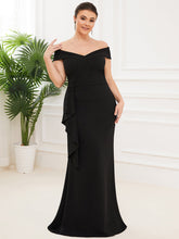 Load image into Gallery viewer, Color=Black | Off Shoulders A Line Floor Length Strapless Wholesale Evening Dresses-Black 4