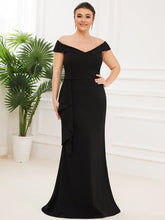 Load image into Gallery viewer, Color=Black | Off Shoulders A Line Floor Length Strapless Wholesale Evening Dresses-Black 4
