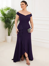 Load image into Gallery viewer, Color=Dark Purple | Off Shoulders Asymmetrical Hem A Line Wholesale Evening Dresses-Dark Purple 4
