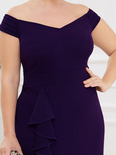 Load image into Gallery viewer, Color=Dark Purple | Off Shoulders Asymmetrical Hem A Line Wholesale Evening Dresses-Dark Purple 5